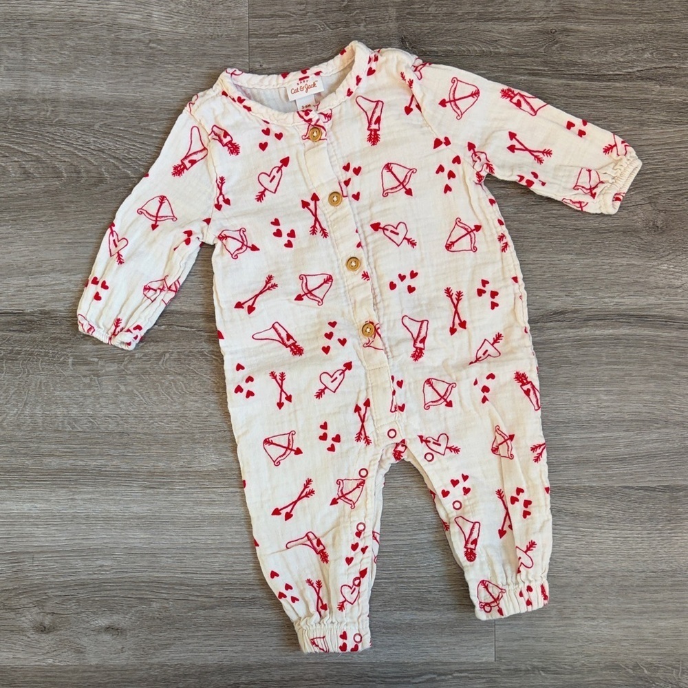 Baby Cat & Jack baby girls Valentine's Day print jumpsuit